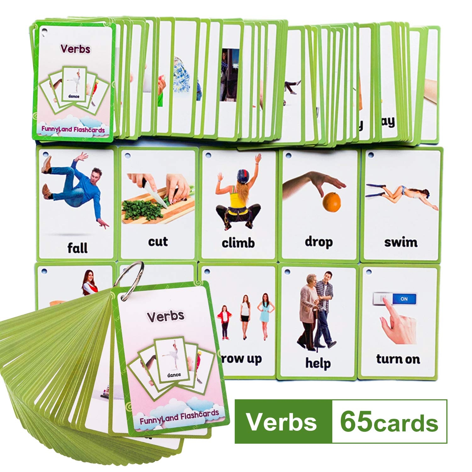 Amazon Verbs Adjectives Flash Cards English Flash Cards Pocket Card Learning Toys For Children Pre Kindergarten Kids Education Aids Toys Games