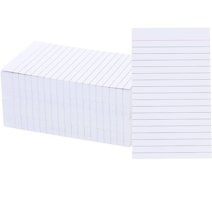 Amazon Vertical Ruled Index Cards 3 X 5 Flashcards Double Sided Lined Notecards Heavy Weight Ruled Checklist Card Thick Recipe Cards For Studying School Home And Office White 200 Count Office Products