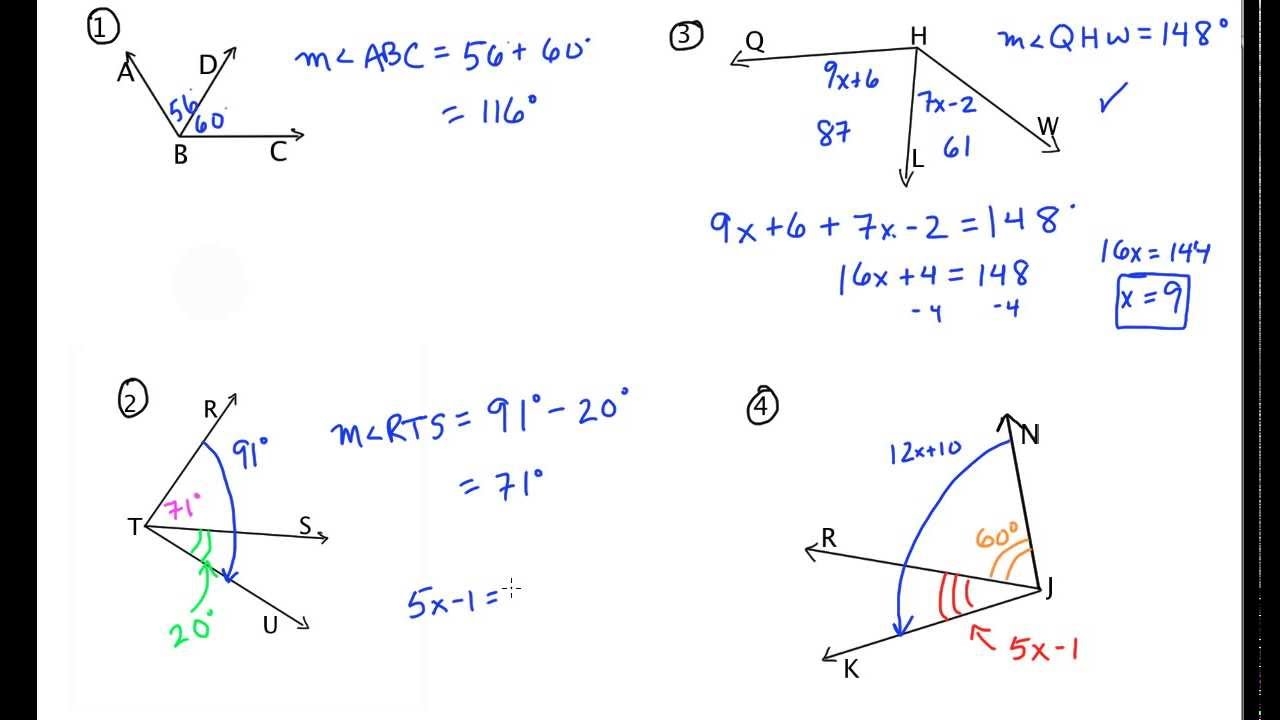 Angle Addition Postulate Additional Examples YouTube Angle Addition Postulate Additional Examples YouTube