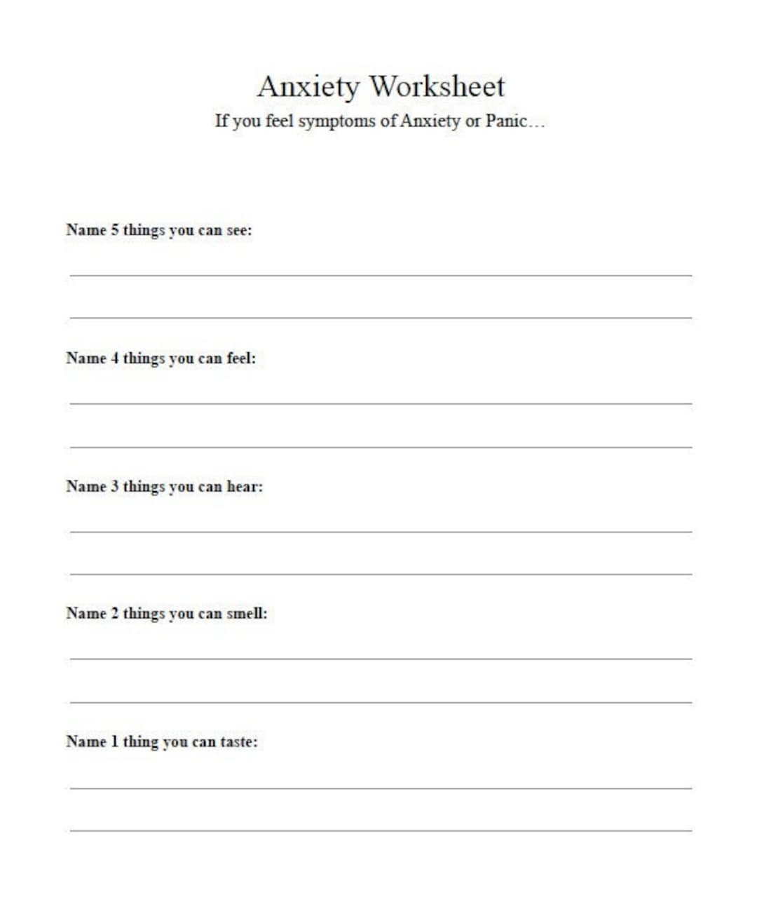 Anxiety Worksheets For Teenagers PDF Etsy