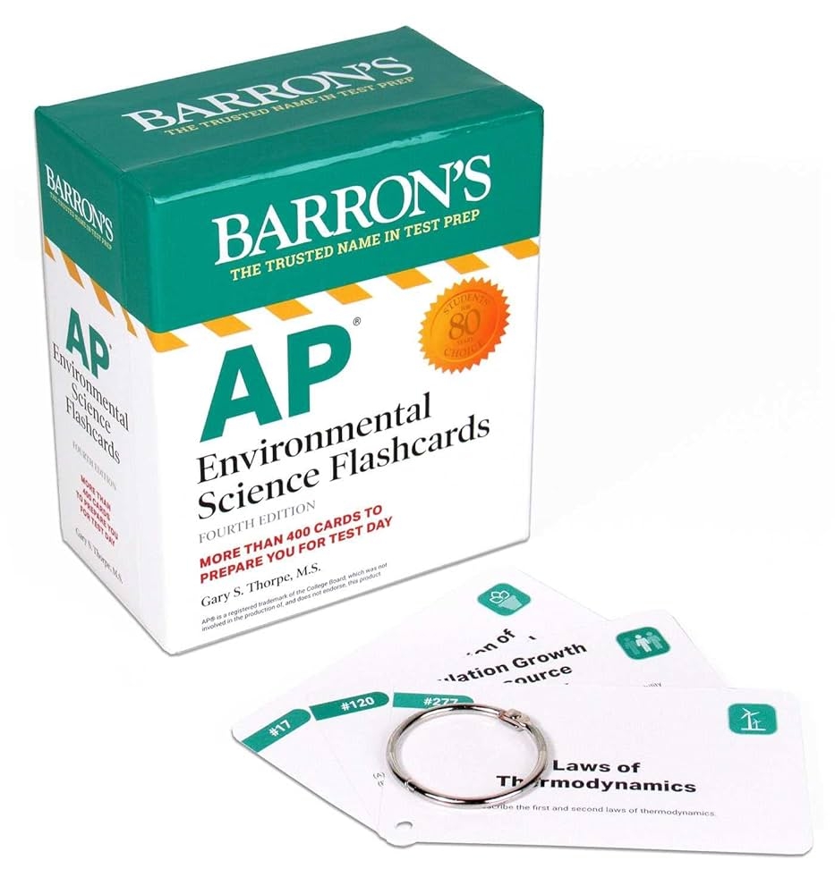 AP Environmental Science Flashcards Fourth Edition Up to Date Review Sorting Ring For Custom Study Barron s AP Prep Barron s Educational Series Thorpe M S Gary S 9781506267050 Amazon Books