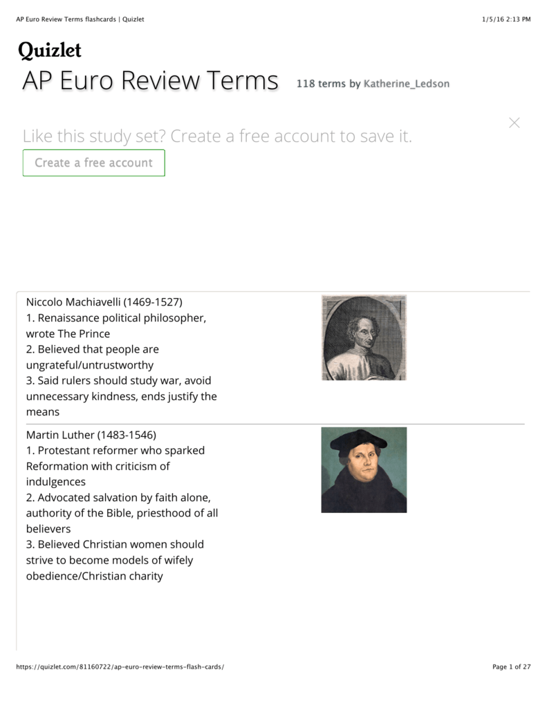 AP Euro Review Terms Flashcards Key Figures Events