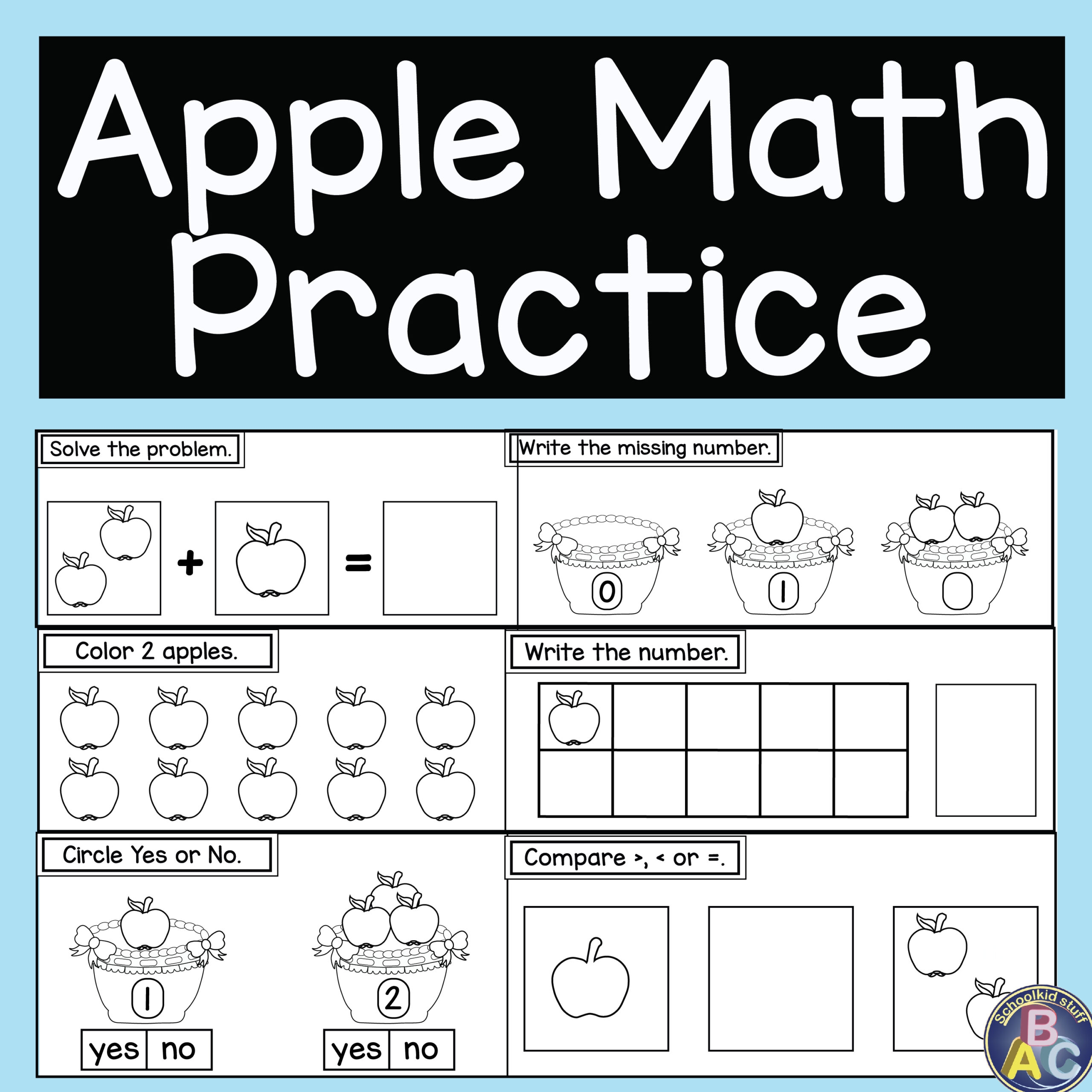 Apple Math Practice With Numbers 1 To 10 Worksheets No Prep Pack Made By Teachers