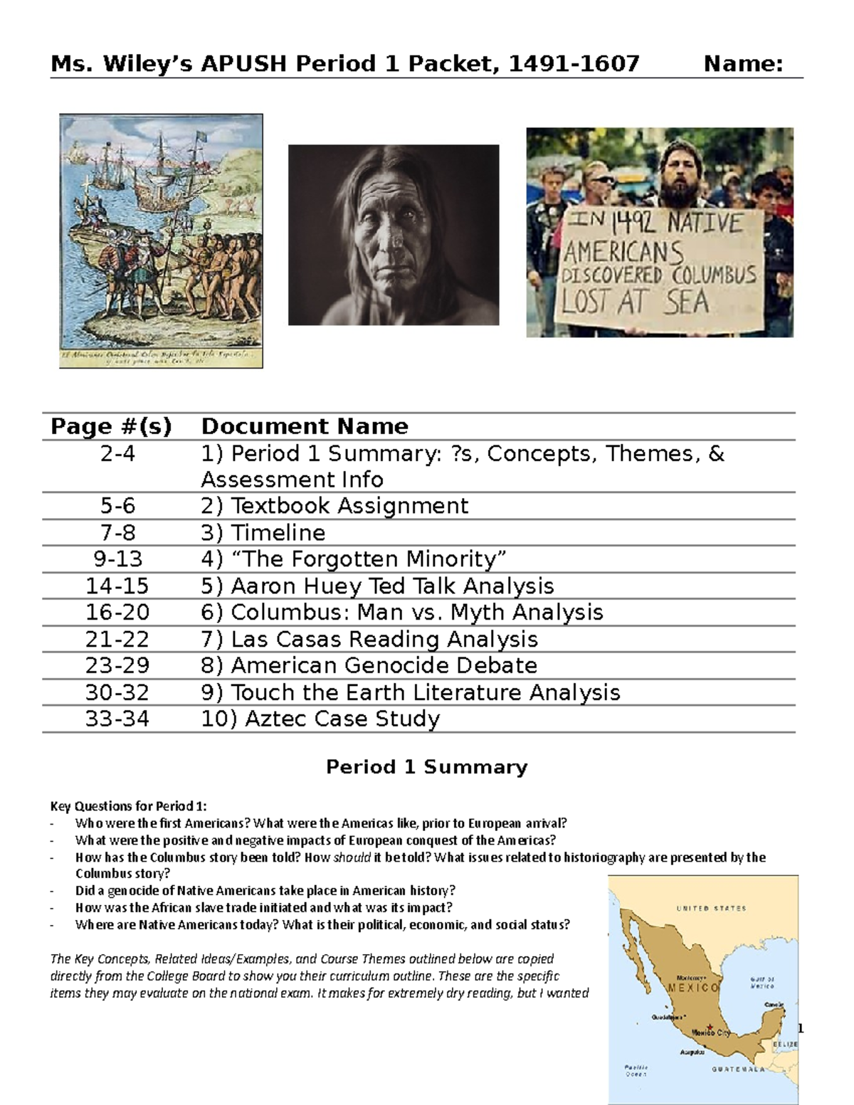 APUSH Period 1 Study Guide Key Themes Concepts Assessments 1491 1607 Studocu