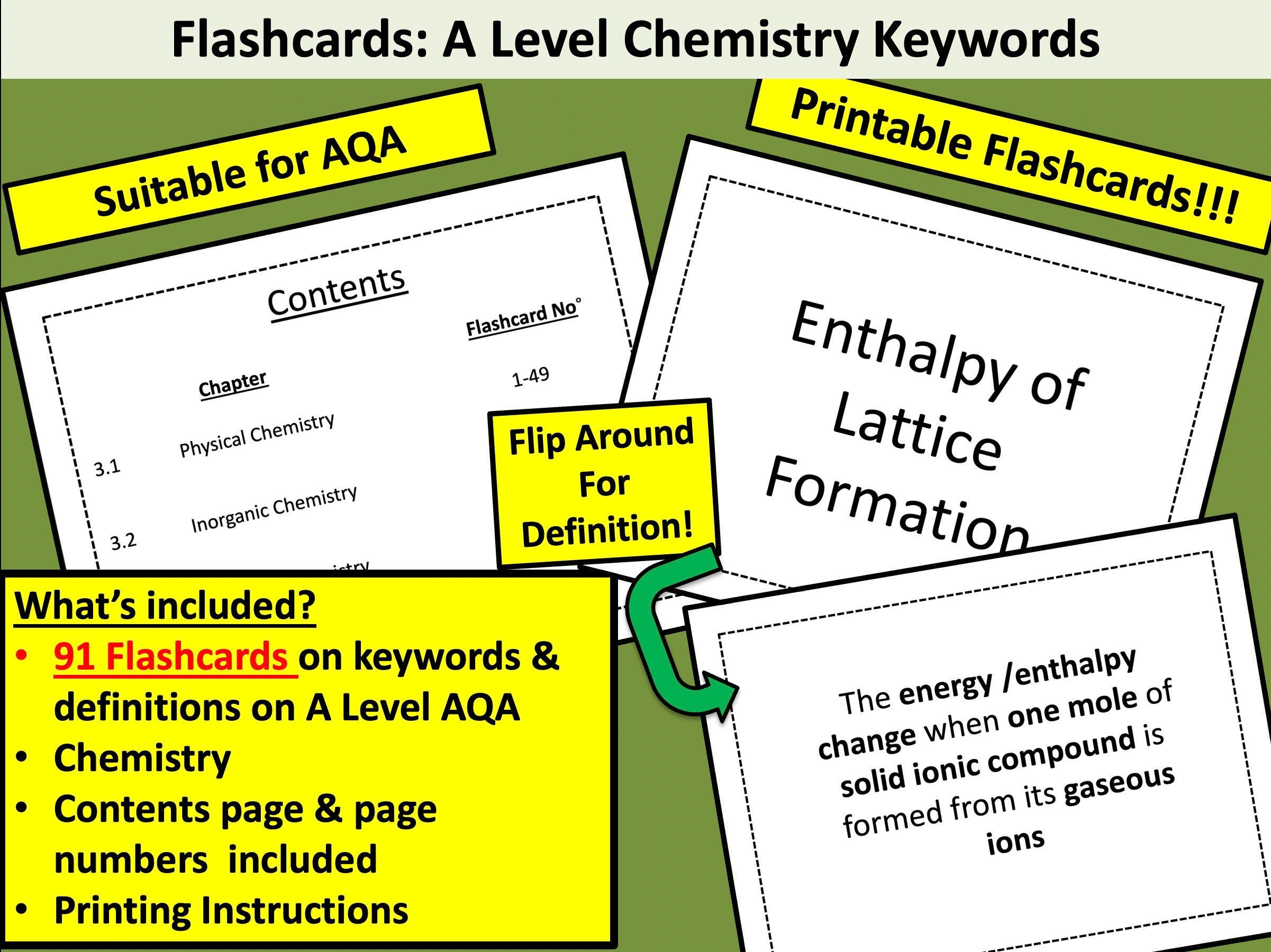 AQA A Level Chemie Flashcard Schl sselw rter Etsy de