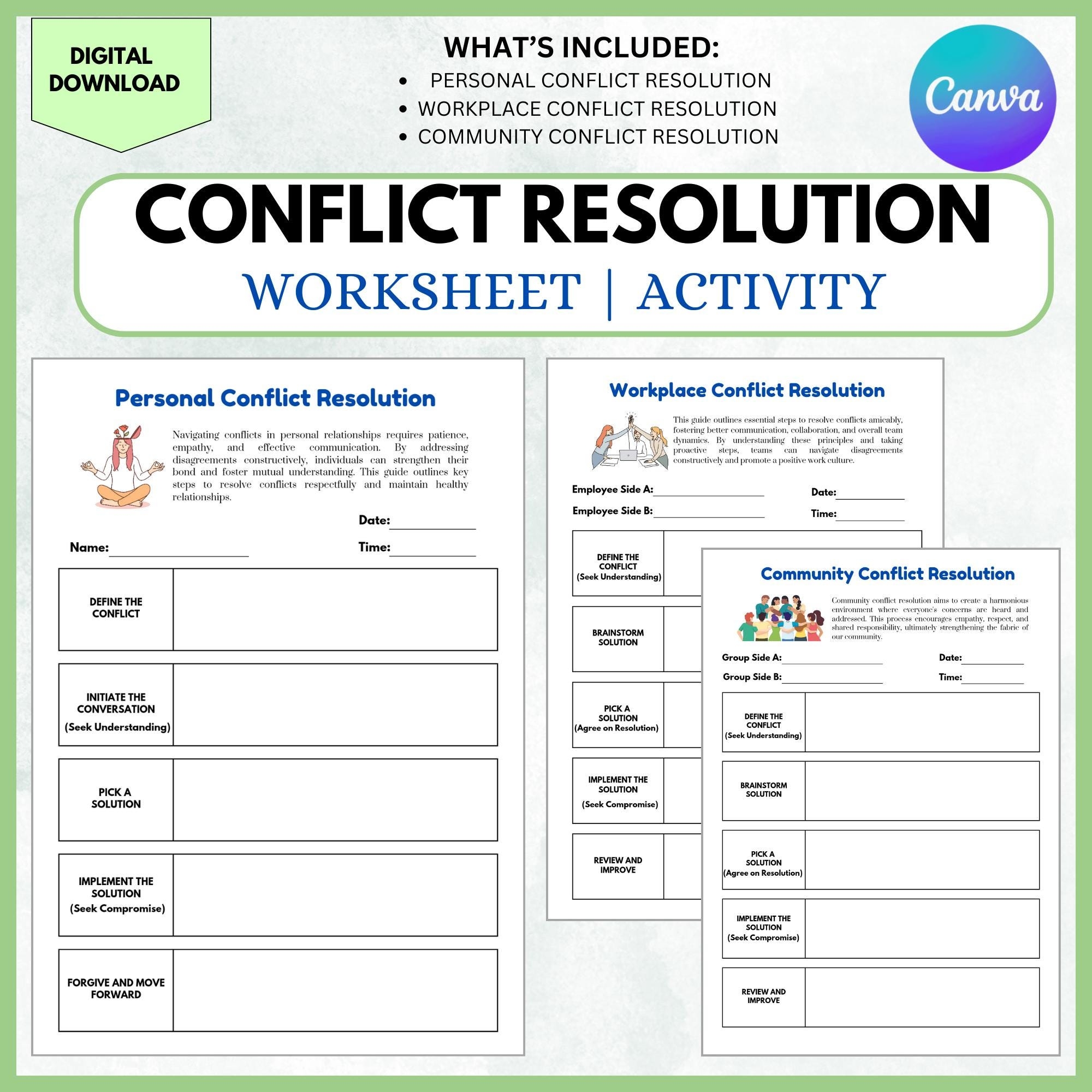 conflict resolution worksheets