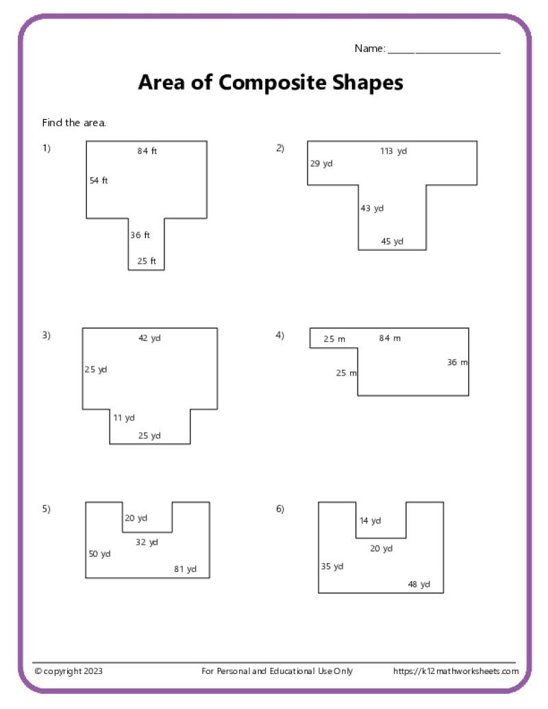 Area And Perimeter Of Composite Shapes K12 Math Worksheets
