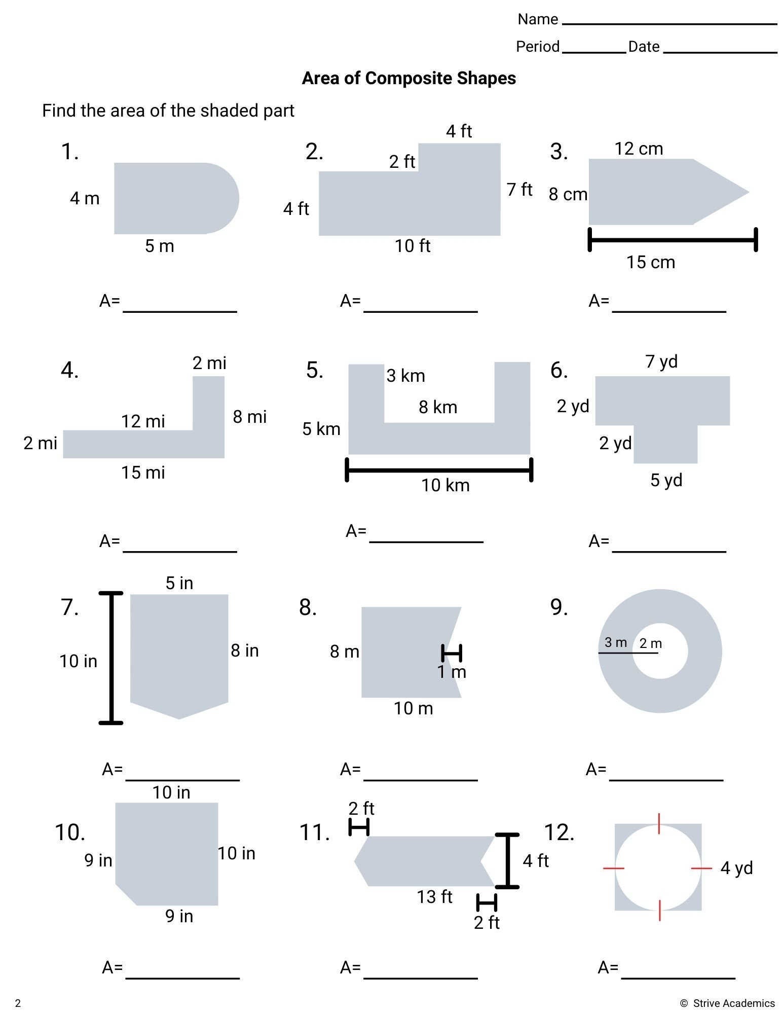 Area Of Composite Figures Worksheet Set 1 Etsy Canada