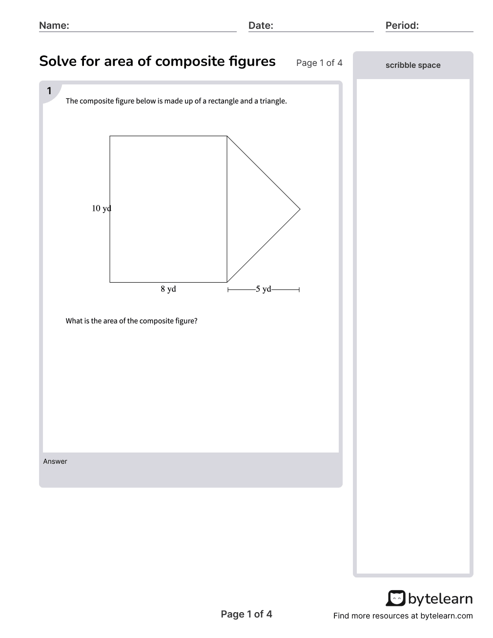 Area Of Composite Figures Worksheets PDF 7 G B 6 7th Grade Math