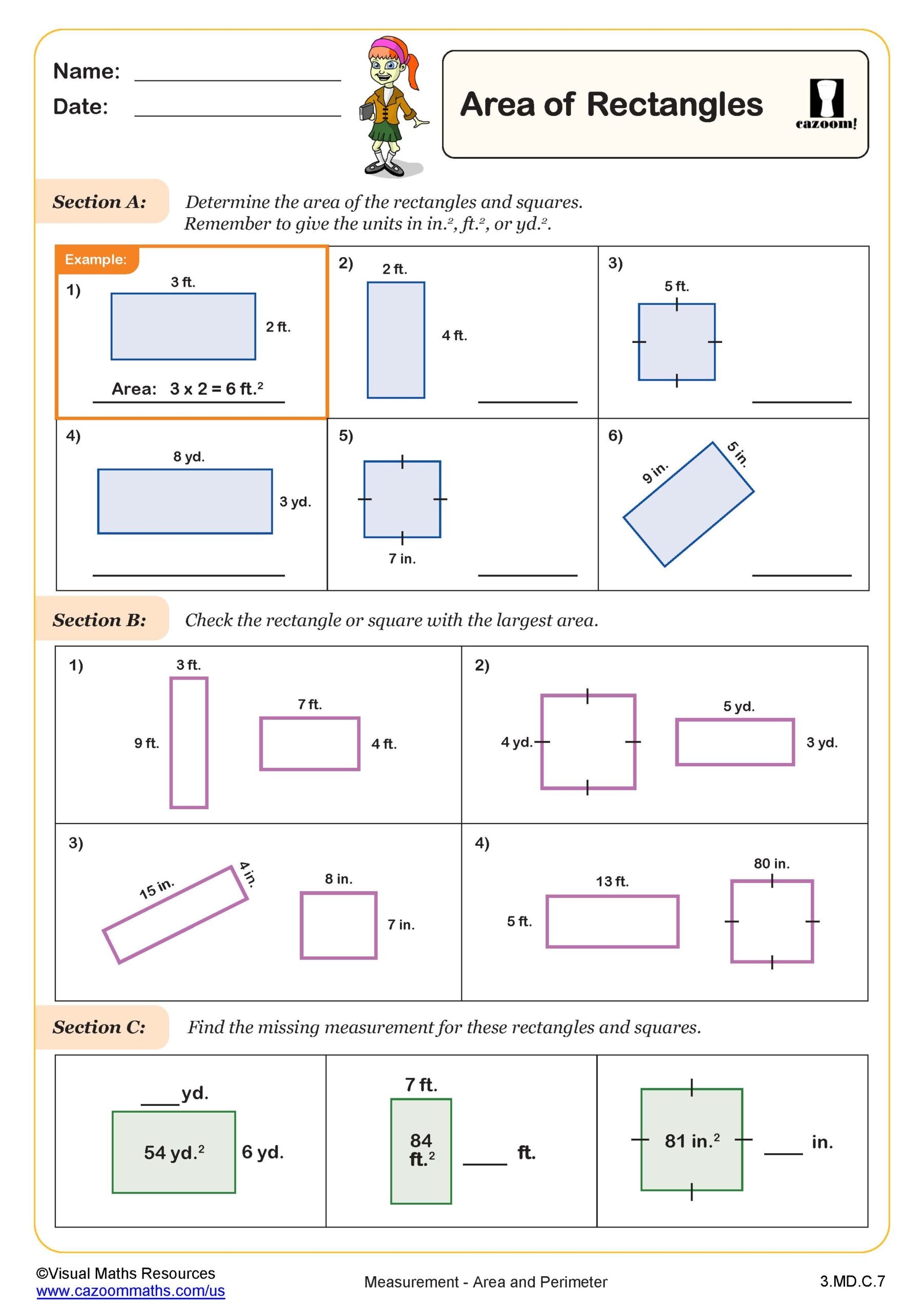 Area Of Rectangles 3rd Grade PDF Measurement Worksheets Cazoom Math Area Of Rectangles 3rd Grade PDF Measurement Worksheets Cazoom Math