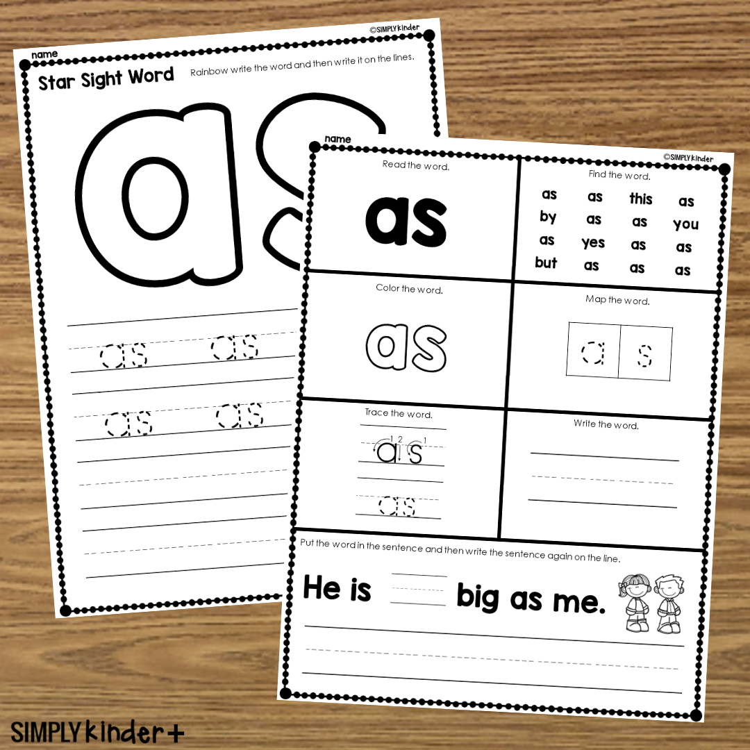 As Sight Word Printable Activities Simply Kinder Printable Membership As Sight Word Printable Activities Simply Kinder Printable Membership