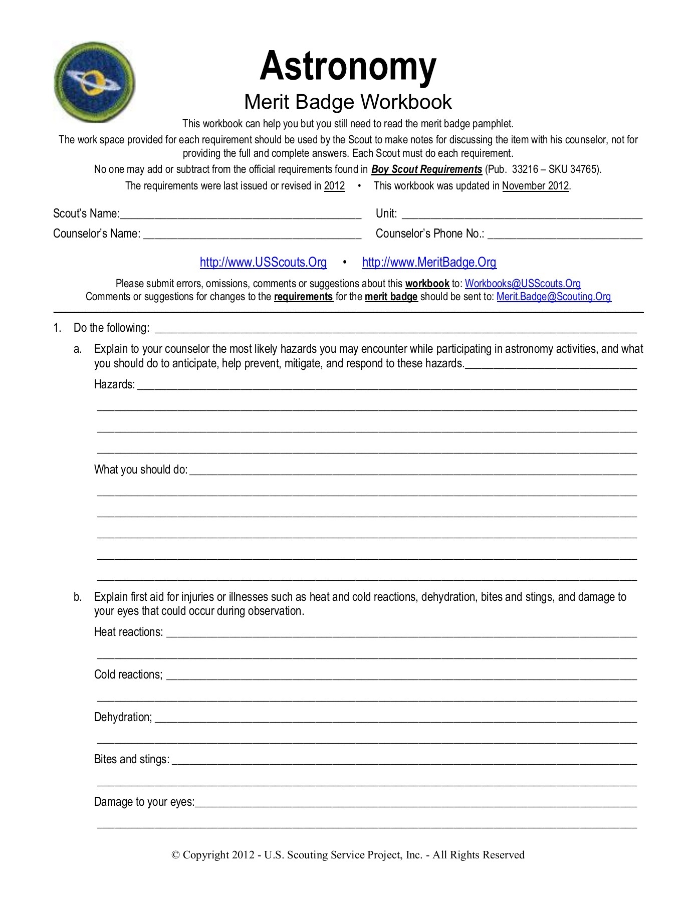 bsa merit badge worksheets