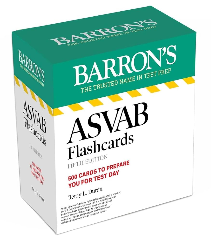 ASVAB Flashcards Fifth Edition 500 Cards With Up to date Practice Barron s Test Prep Barron s Educational Series Duran Terry L 9781506296876 Amazon Books