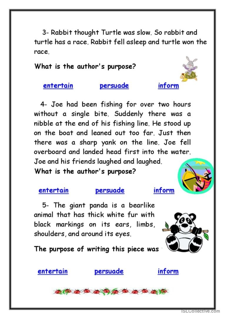 author's purpose worksheets