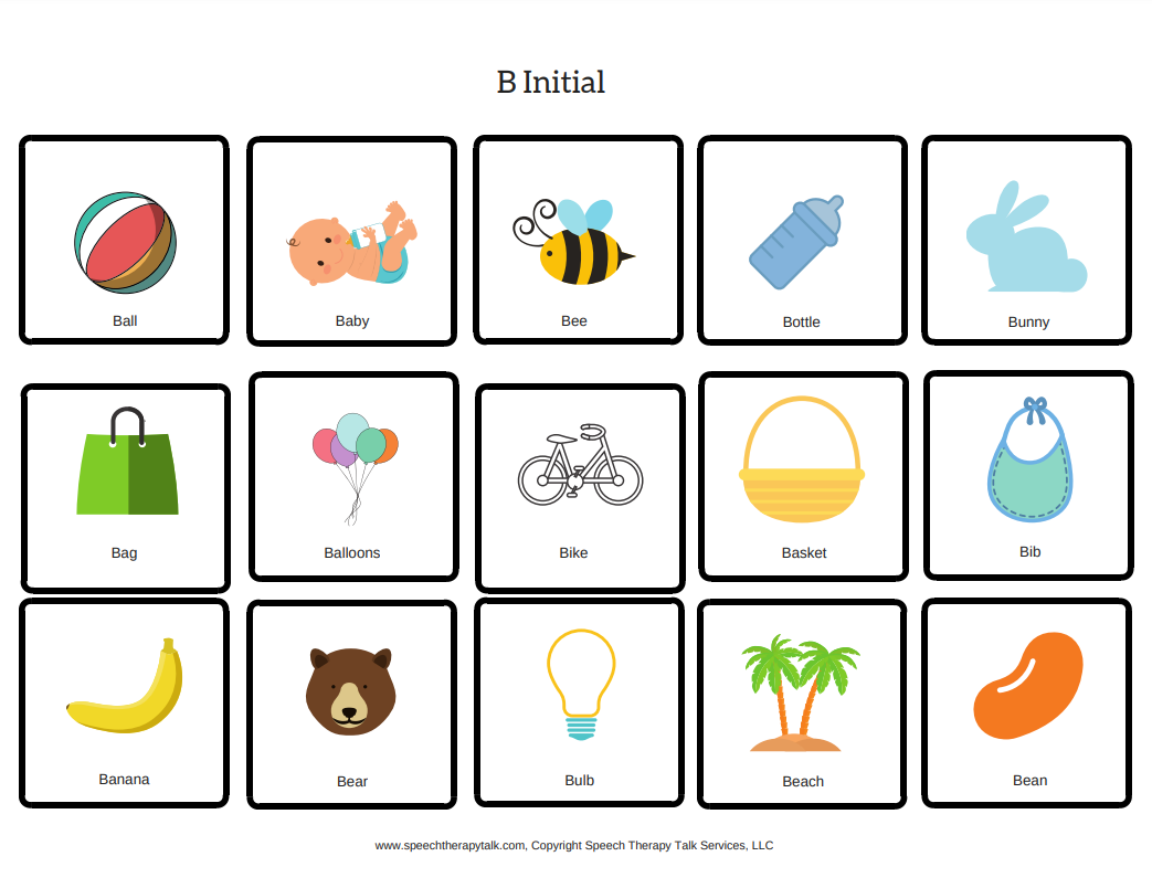 B Small Flashcards Color Speech Therapy Talk Membership