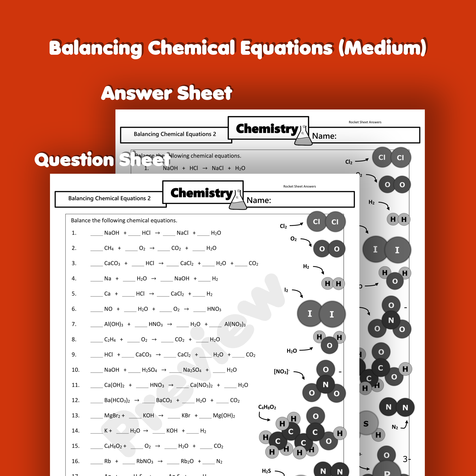 balancing chemical equations worksheet answers