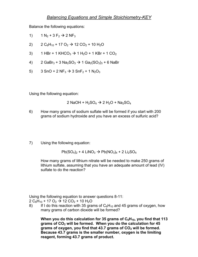 stoichiometry practice worksheet