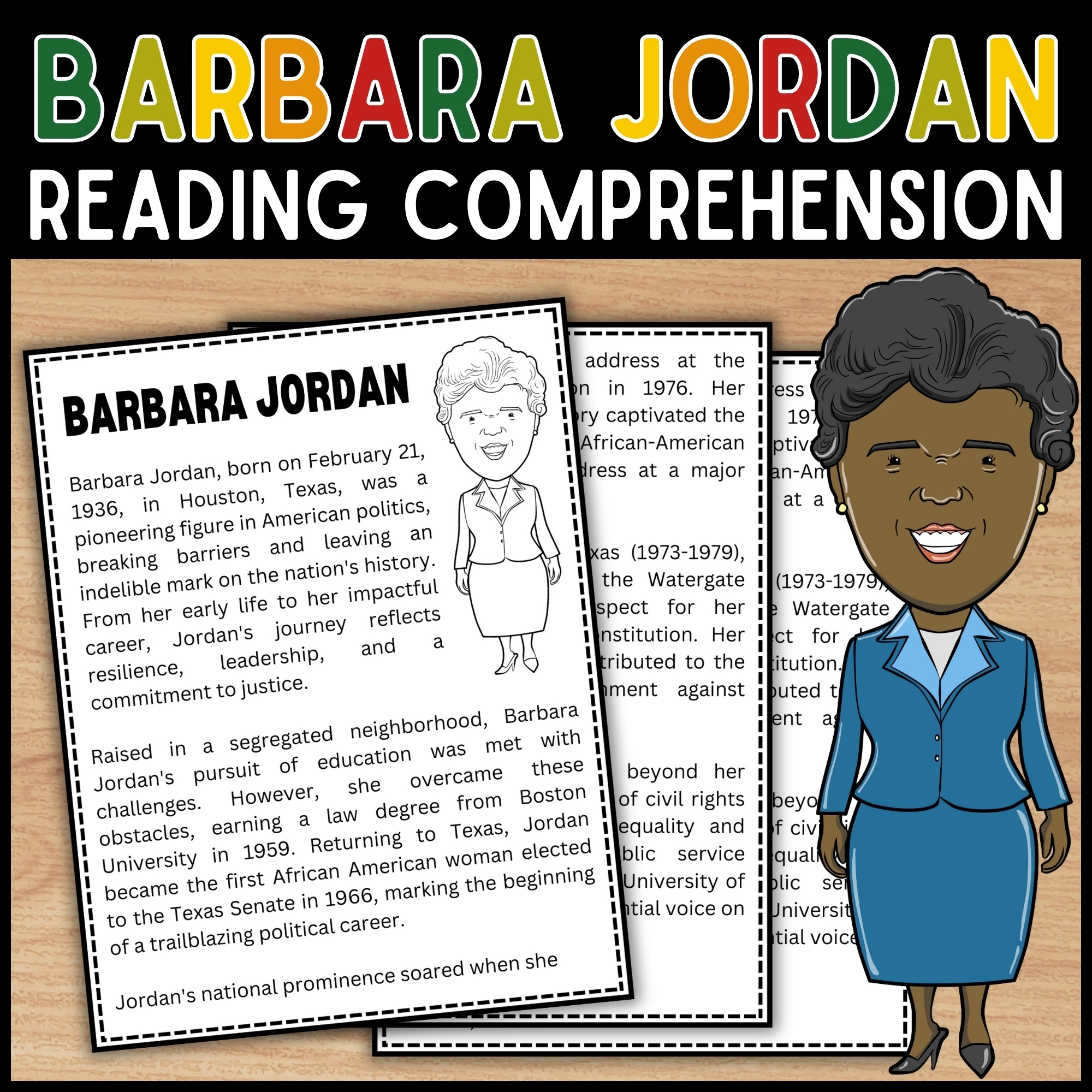 Barbara Jordan Reading Comprehension Passage Questions Black History Month Made By Teachers