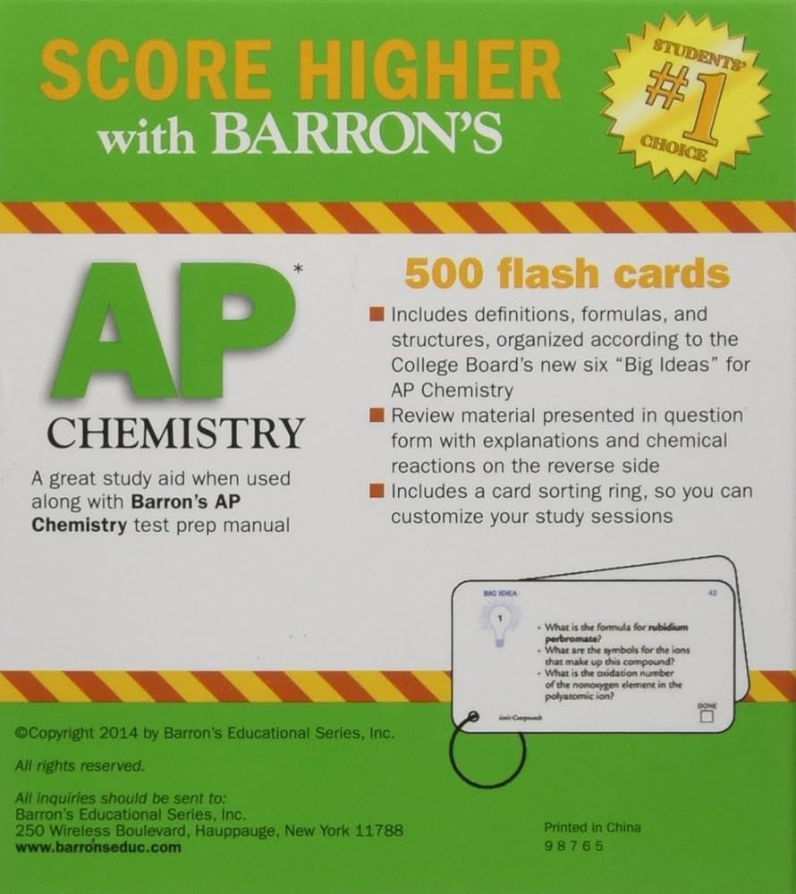 Barron s AP Chemistry Flash Cards Jespersen Ph D Neil D Amazon de Books