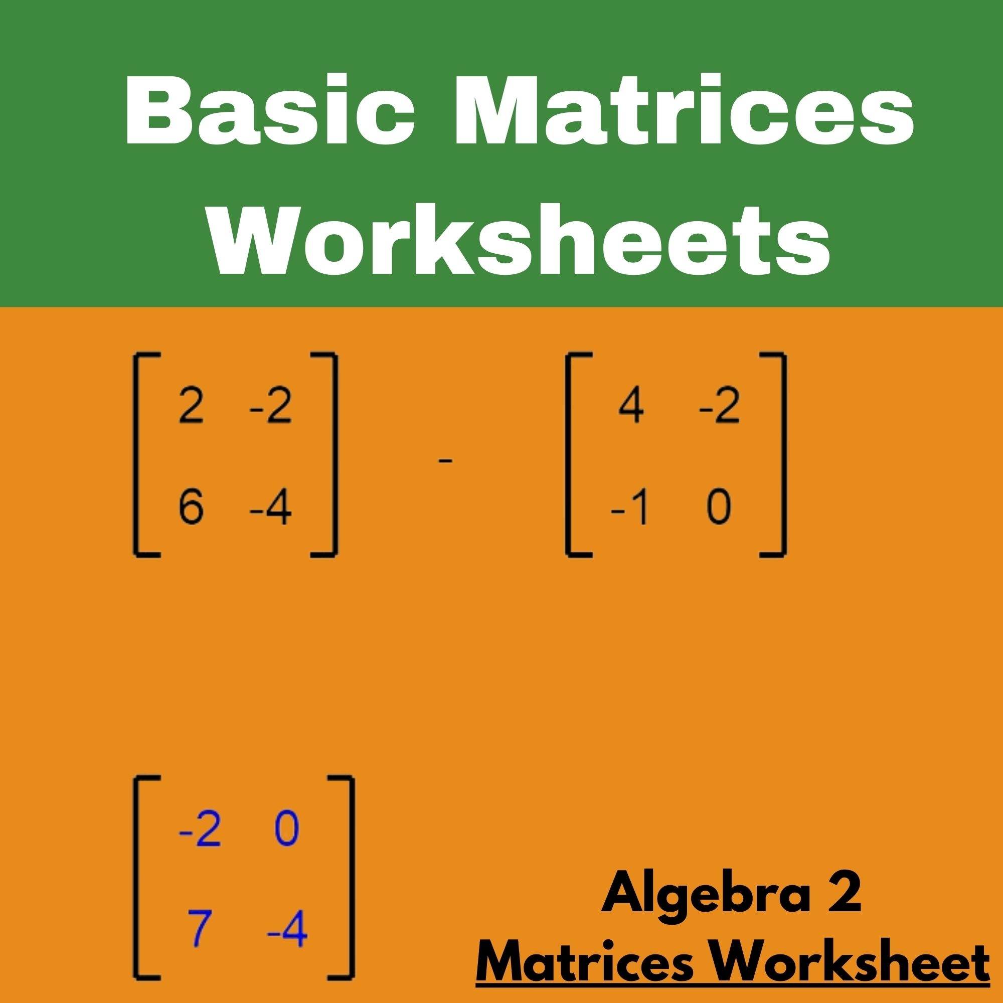 matrix math worksheet