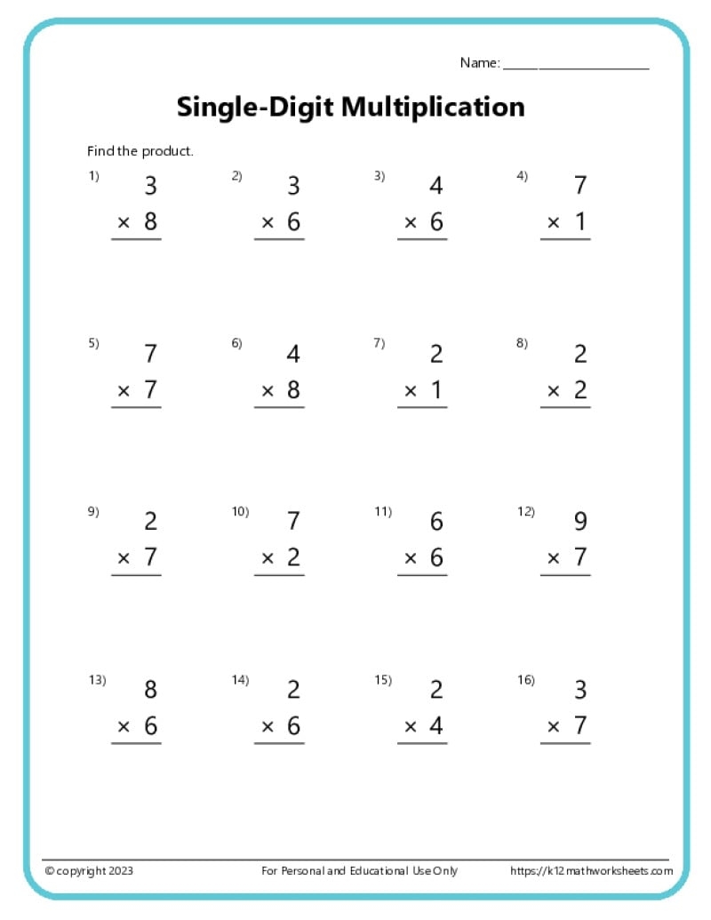 multiplication worksheets for 5th graders