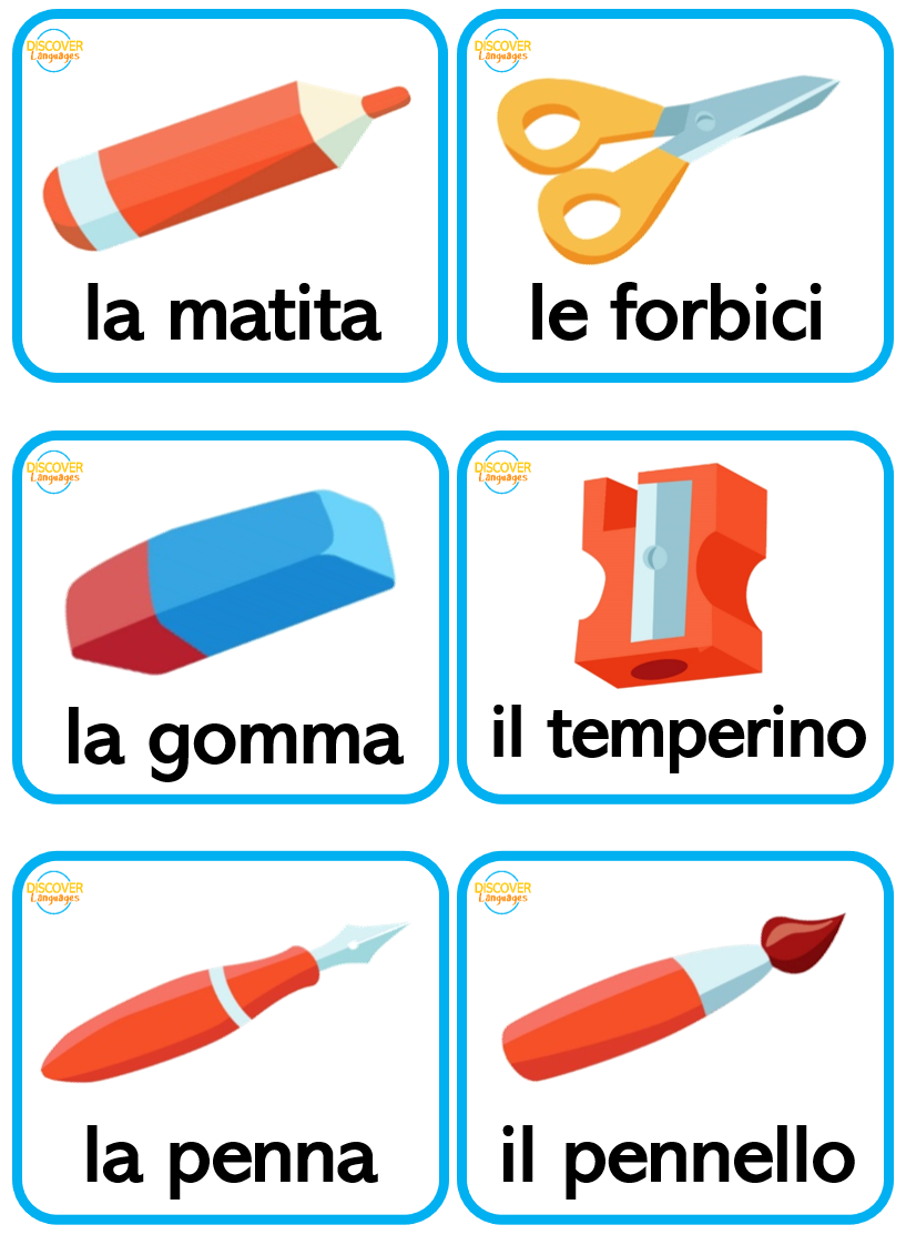 Beginner Italian Flashcards Stationery Classroom Objects Made By Teachers Beginner Italian Flashcards Stationery Classroom Objects Made By Teachers