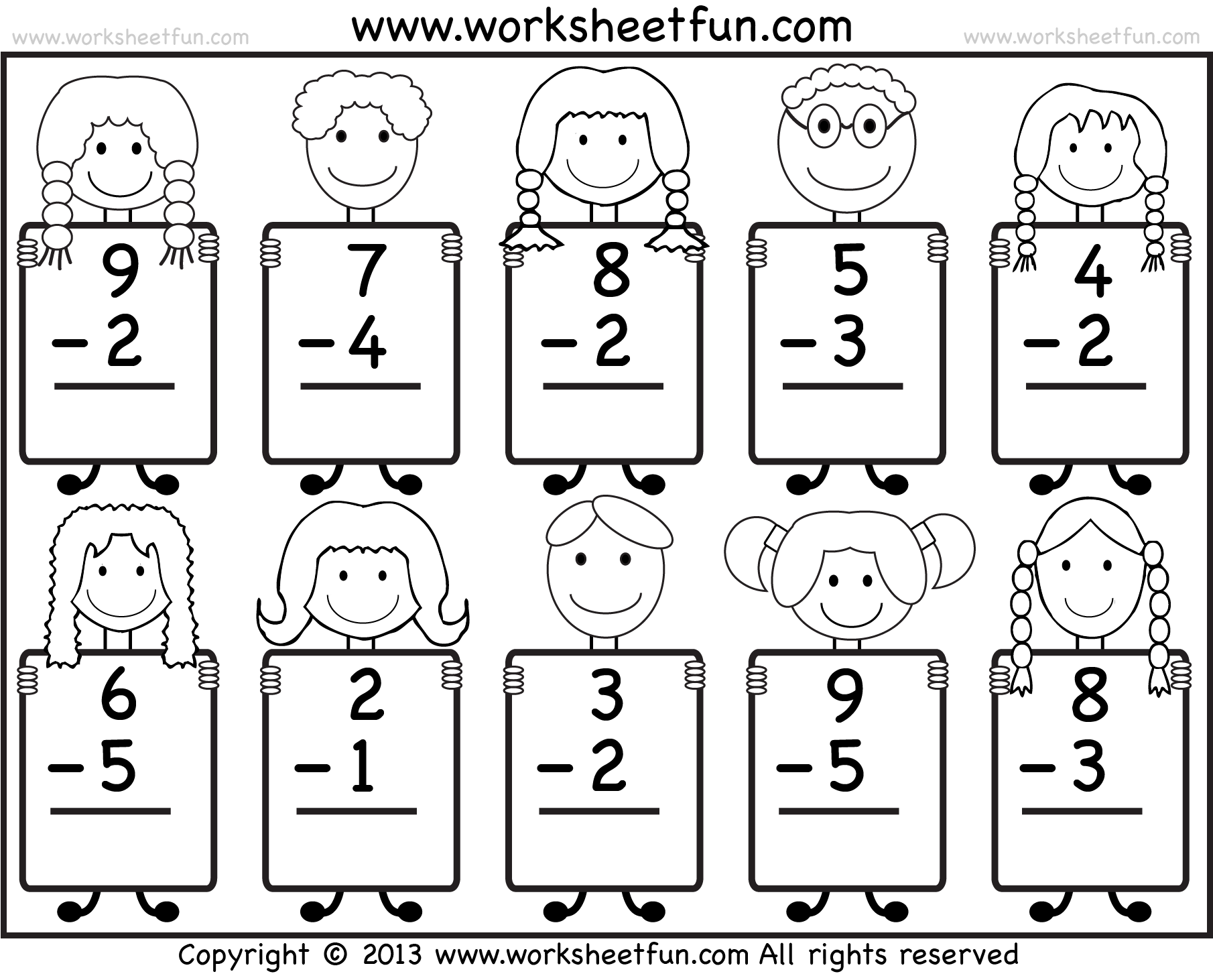 kindergarten worksheets math subtraction