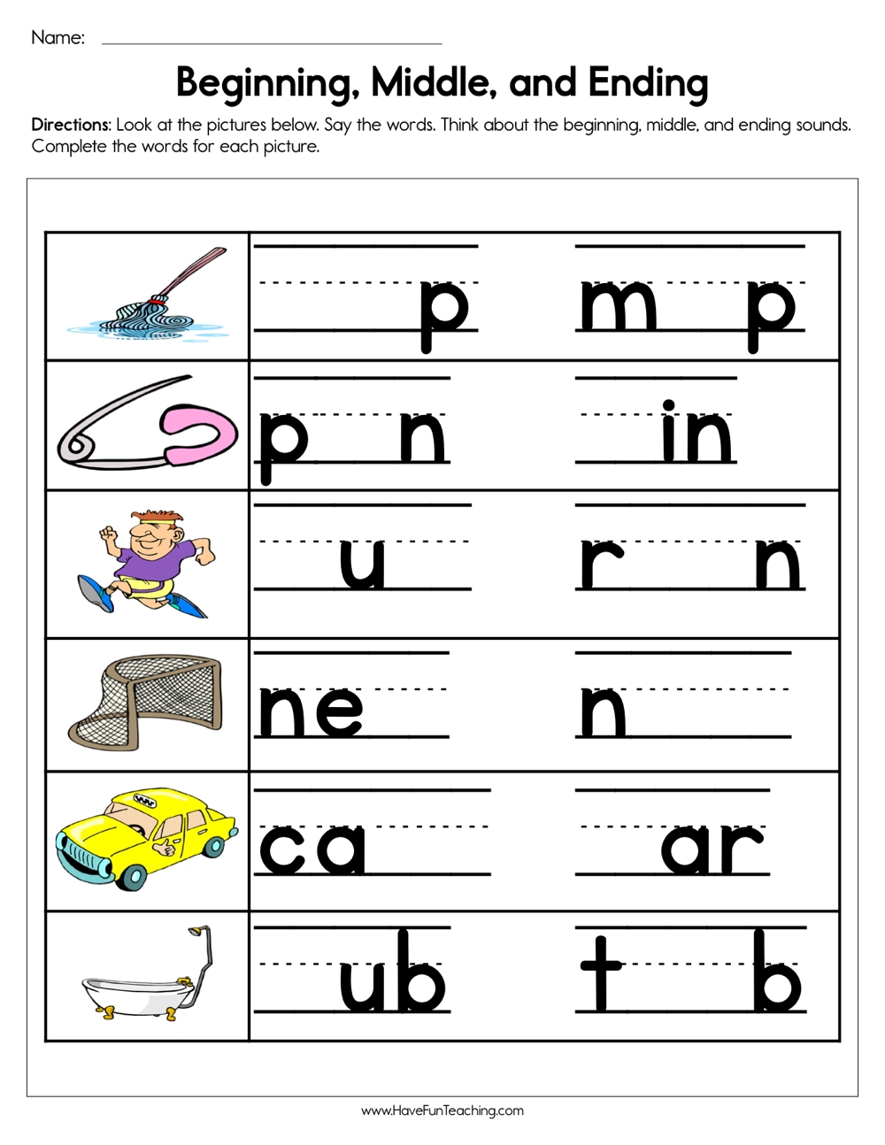 Beginning Middle And Ending Sounds Worksheet Have Fun Teaching