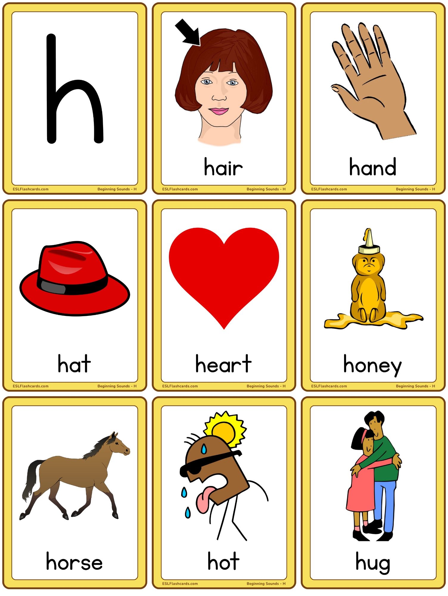 Beginning Sounds Consonants ESL Flashcards