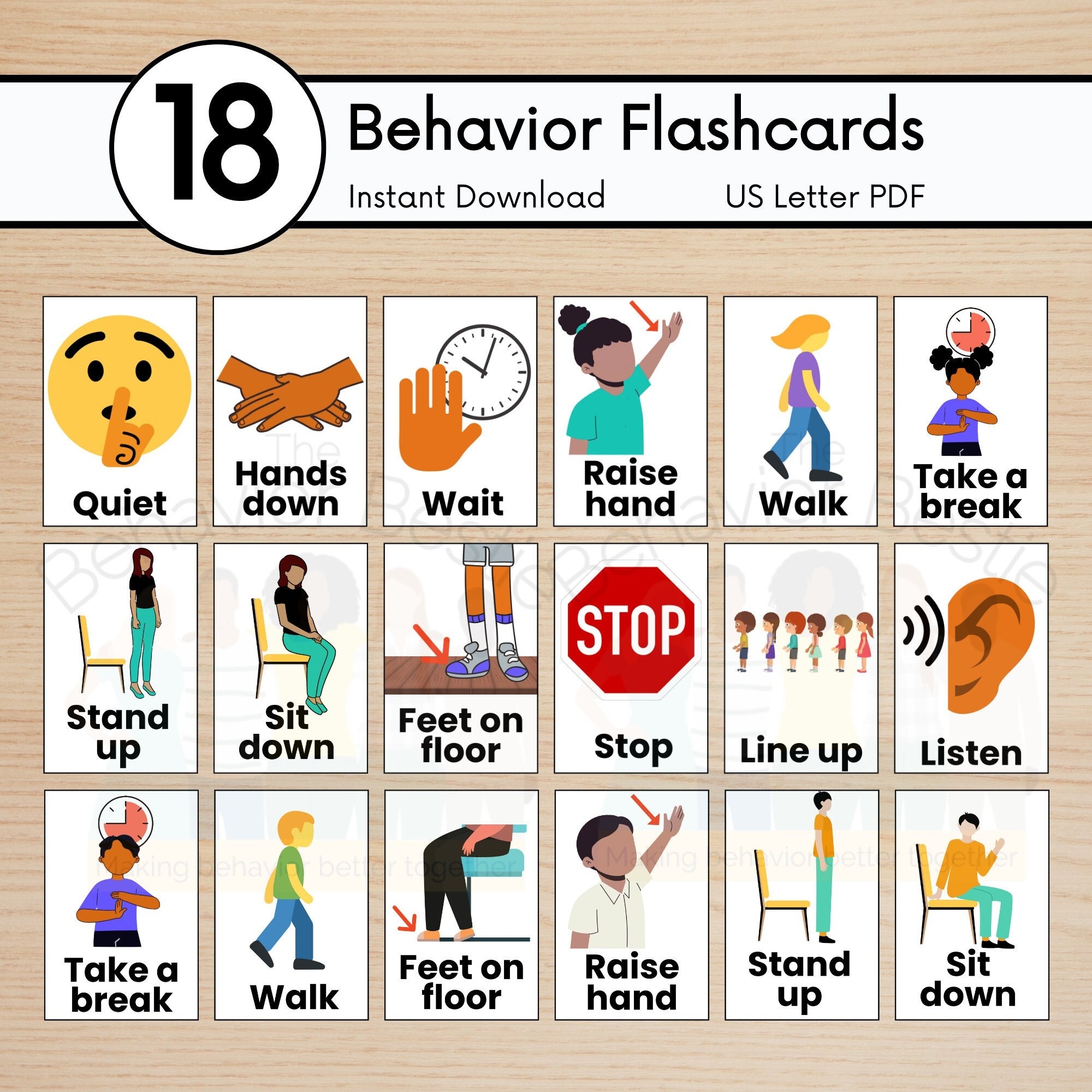 Behavior Flashcards Visual Cue Cards For Classroom Management digital Download Etsy
