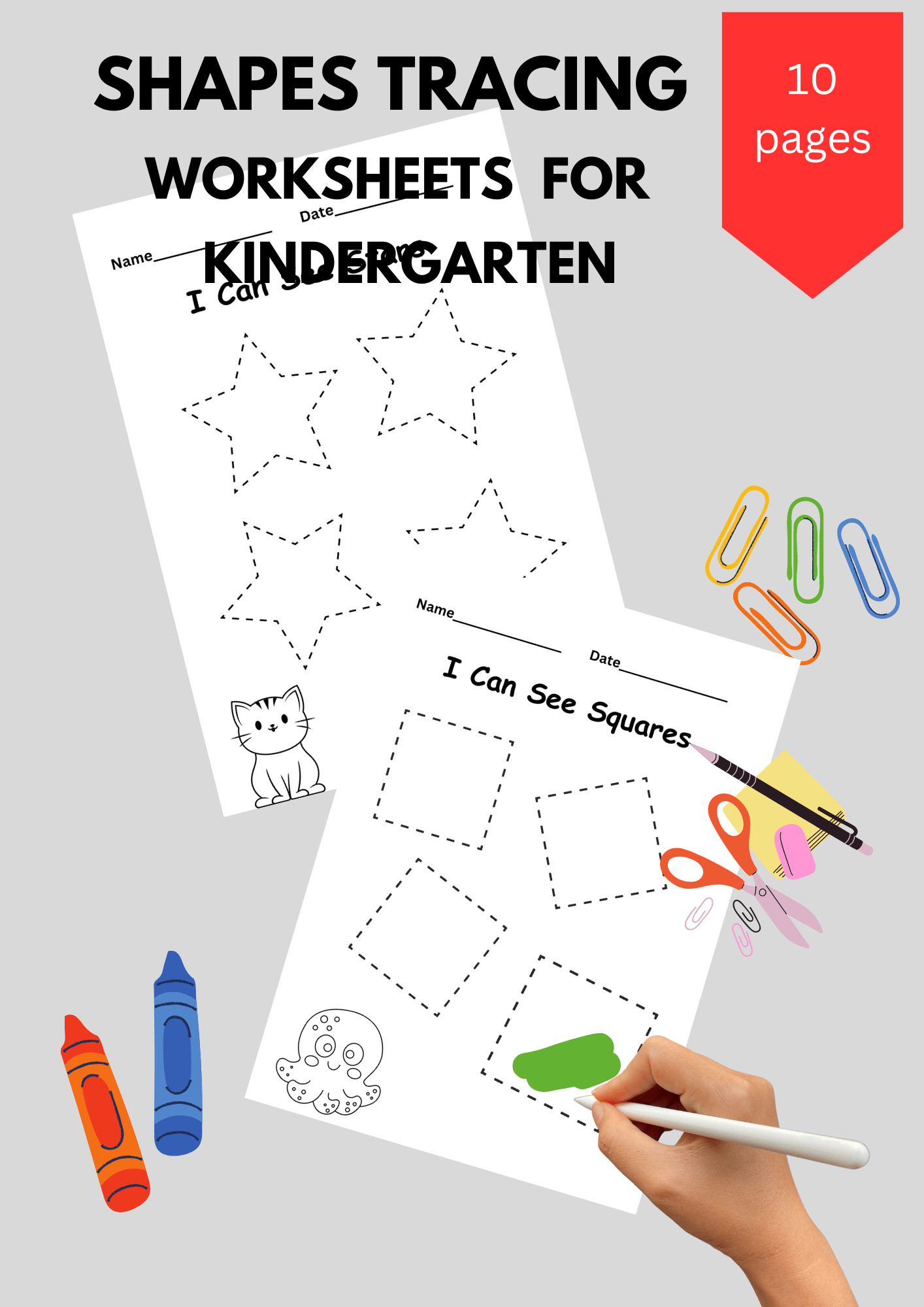 Best 2D Shapes Tracing Worksheets For Kindergarten 10 Pages 
