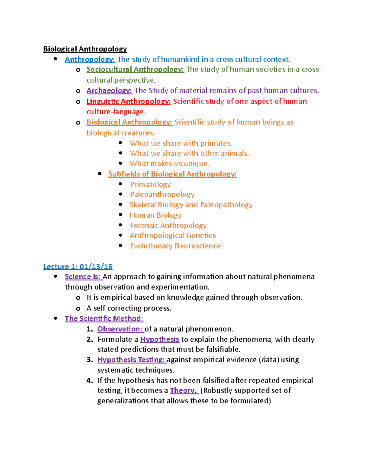 biological anthropology flashcards