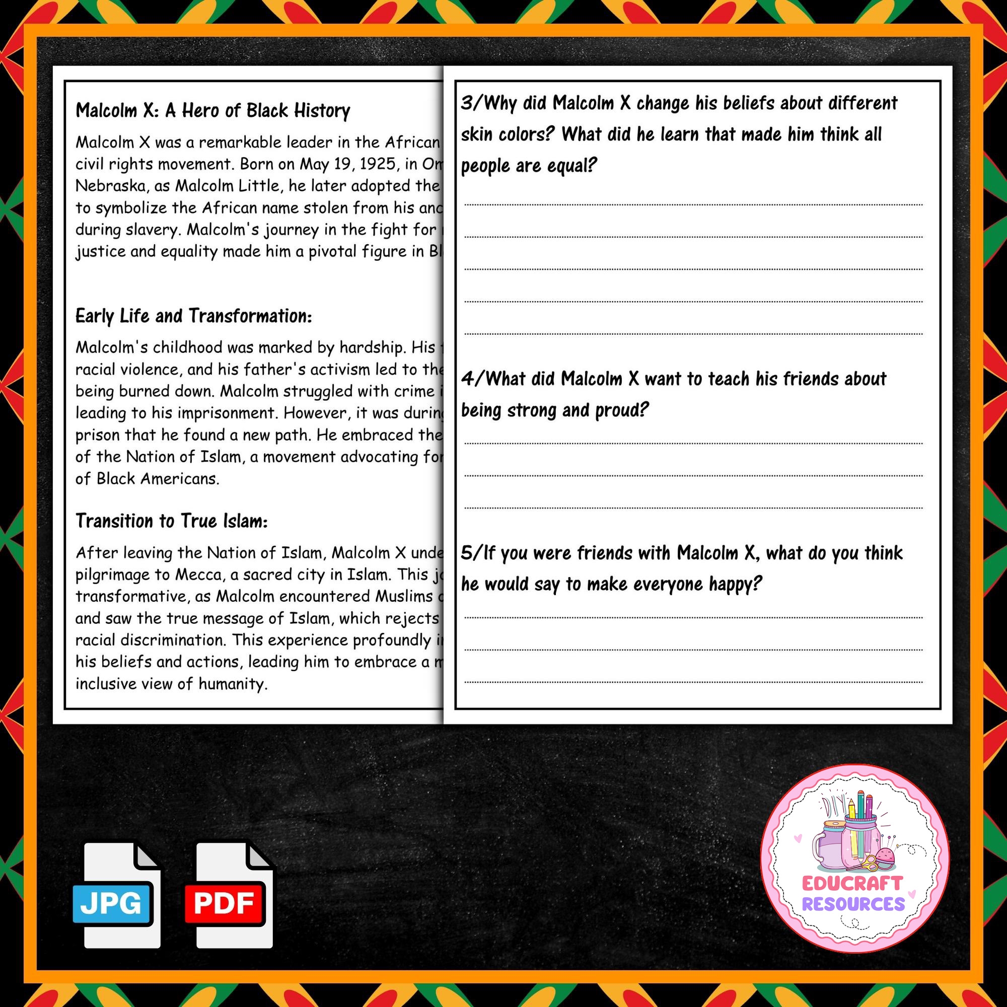 Black History Month Digital Resources Malcolm X Reading Comprehension Passage Made By Teachers