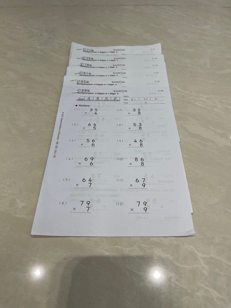 kumon math level g worksheet