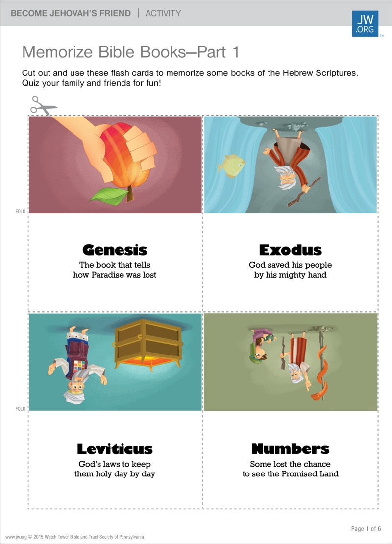 Books Of The Bible Flash Cards Part 1 Become Jehovah s Friend Activity