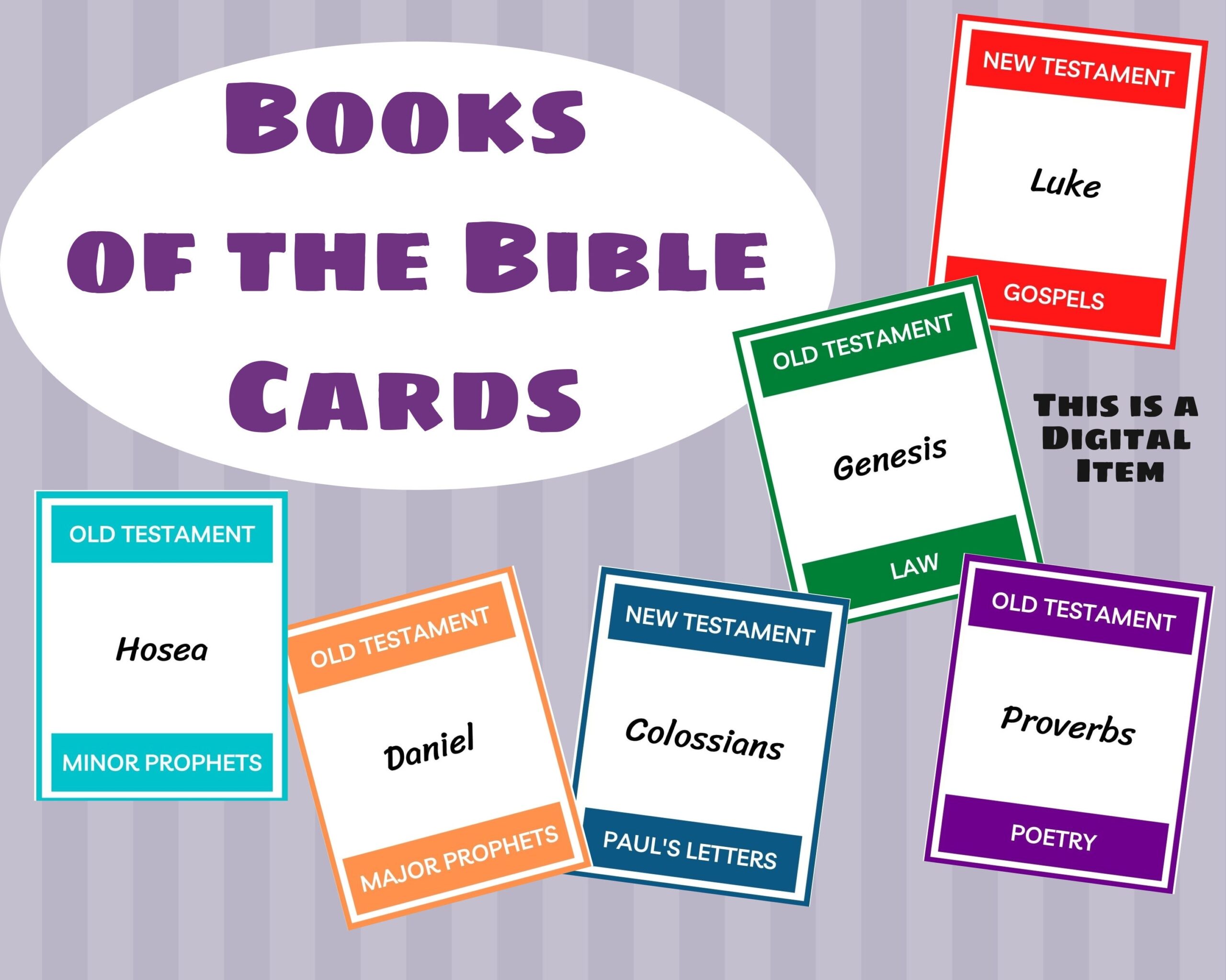 Books Of The Bible Flashcards Learn The Books Of The Bible Primary Colors Old Testament And New Testament Books Of The Bible Etsy