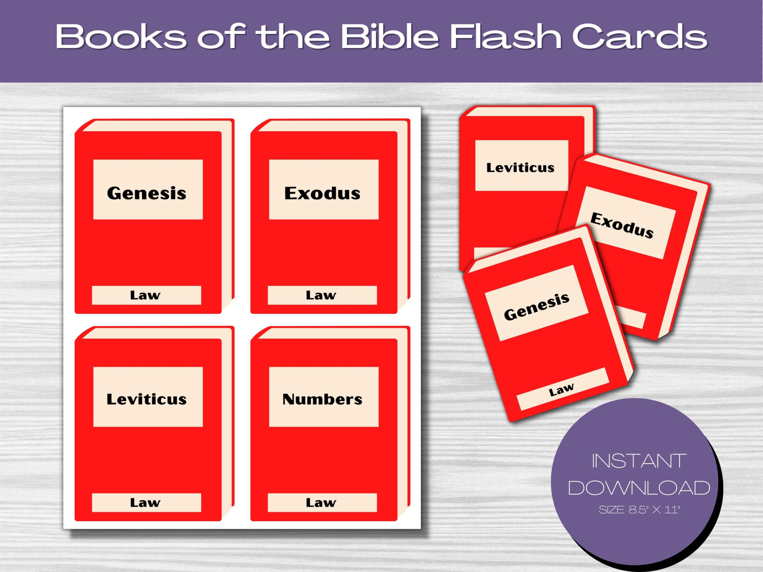 Books Of The Bible Flashcards Old New Testament digital Download Etsy