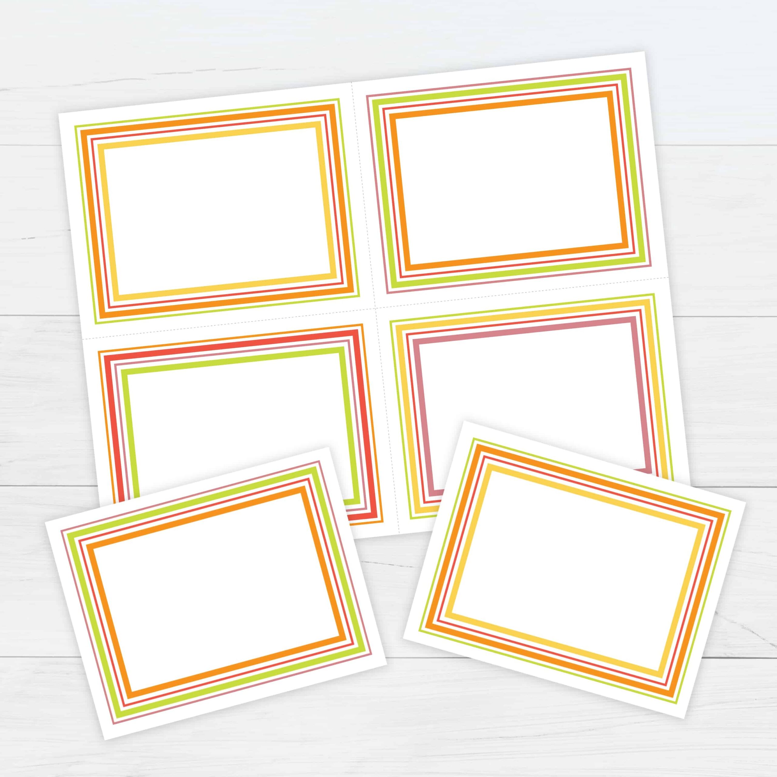 Bordered Flash Cards 4 Template Free Printable Download