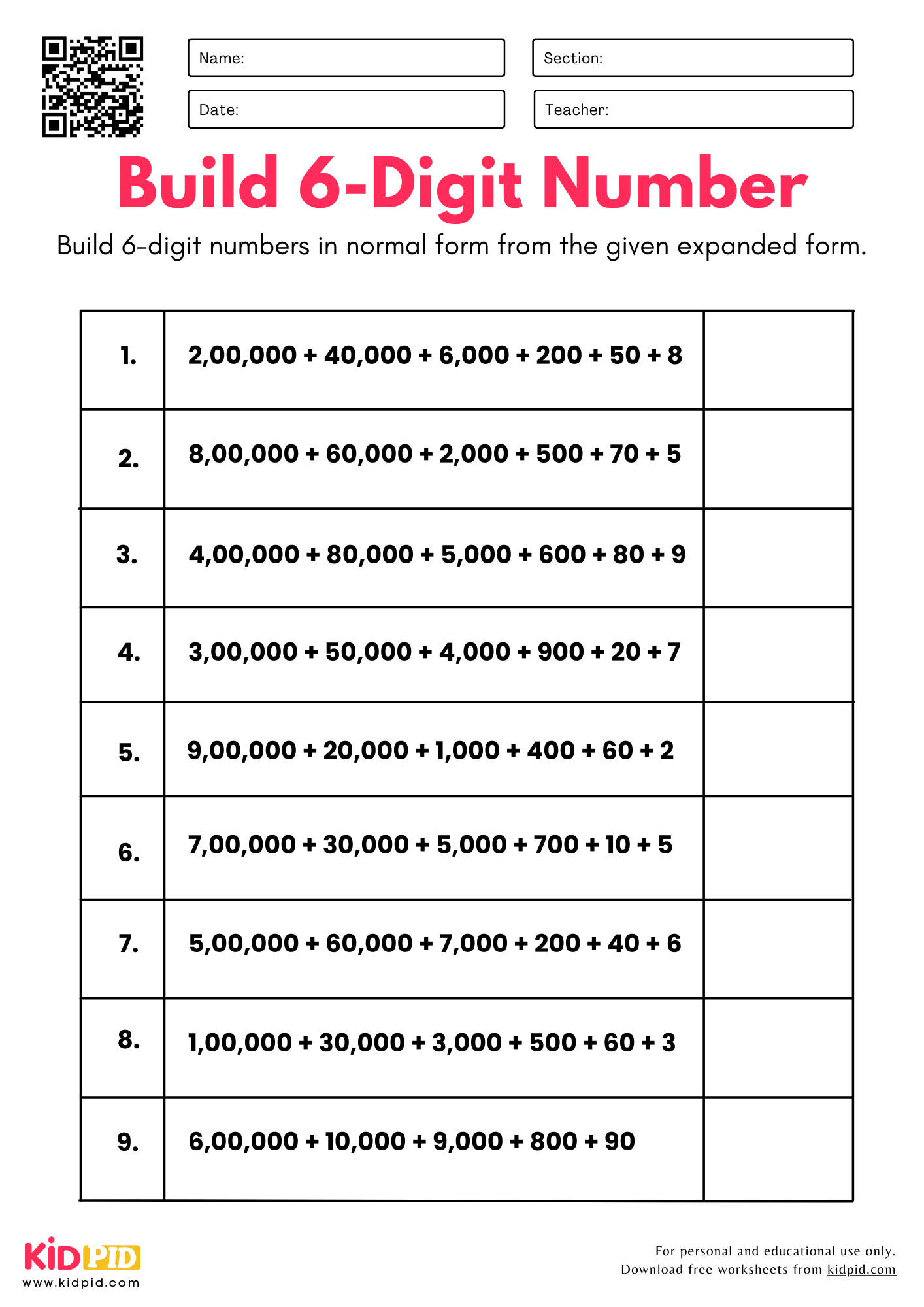 4th grade place value worksheets