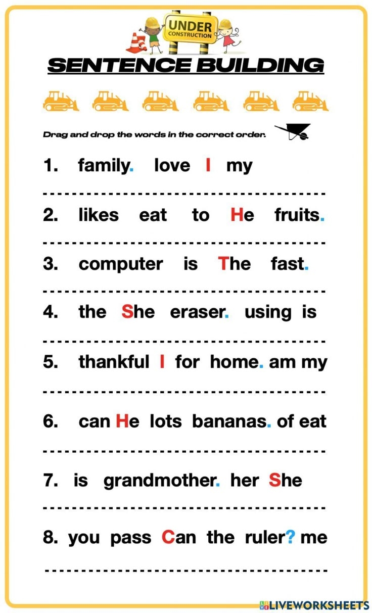 Build Sentences In English ESL Worksheet