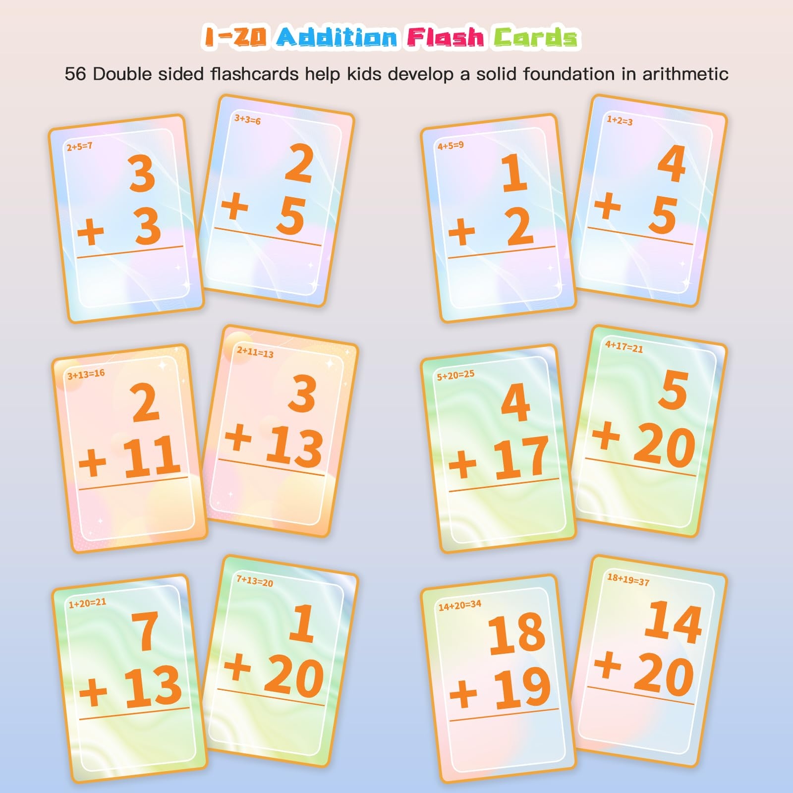 Buy Addition Flash Cards Math Facts Flashcards 1 20 Manipulatives Games For Kindergarten 1st 2nd 3rd 4th 5th 6th Grade Kids Ages 4 12 Online At Low Prices In India Amazon in