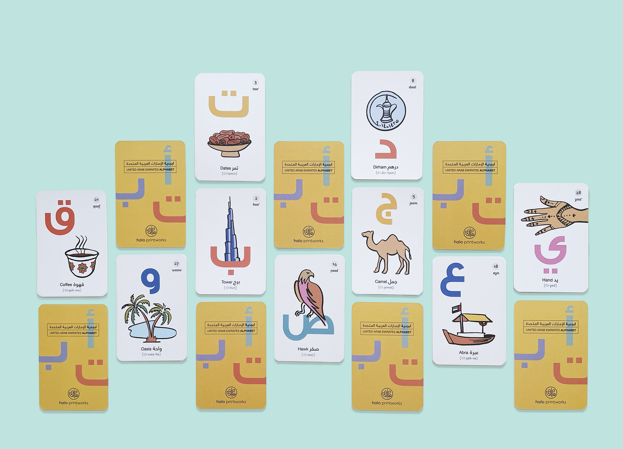 Buy Arabic Alphabet Flash Cards Halo Printworks