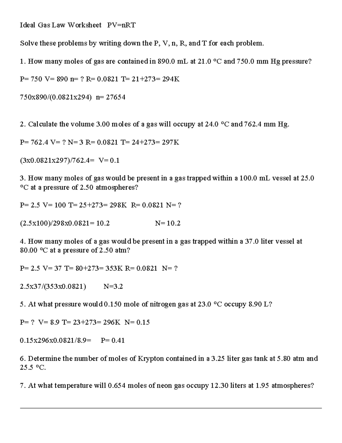C3 Ideal Gas Law Problem Solving Worksheet And Solutions Studocu C3 Ideal Gas Law Problem Solving Worksheet And Solutions Studocu