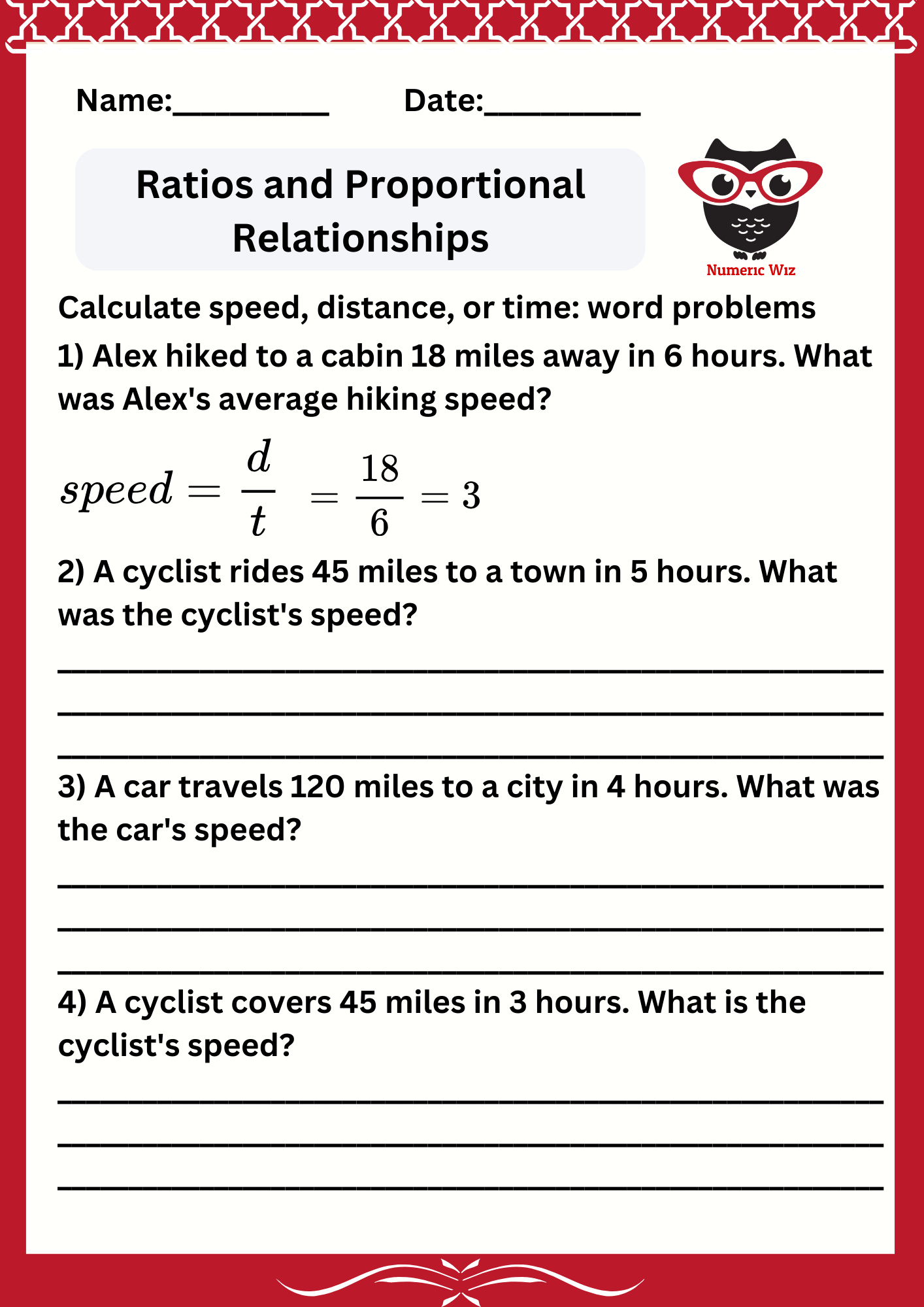 Calculate Speed Distance Or Time Word Problems Numericwiz