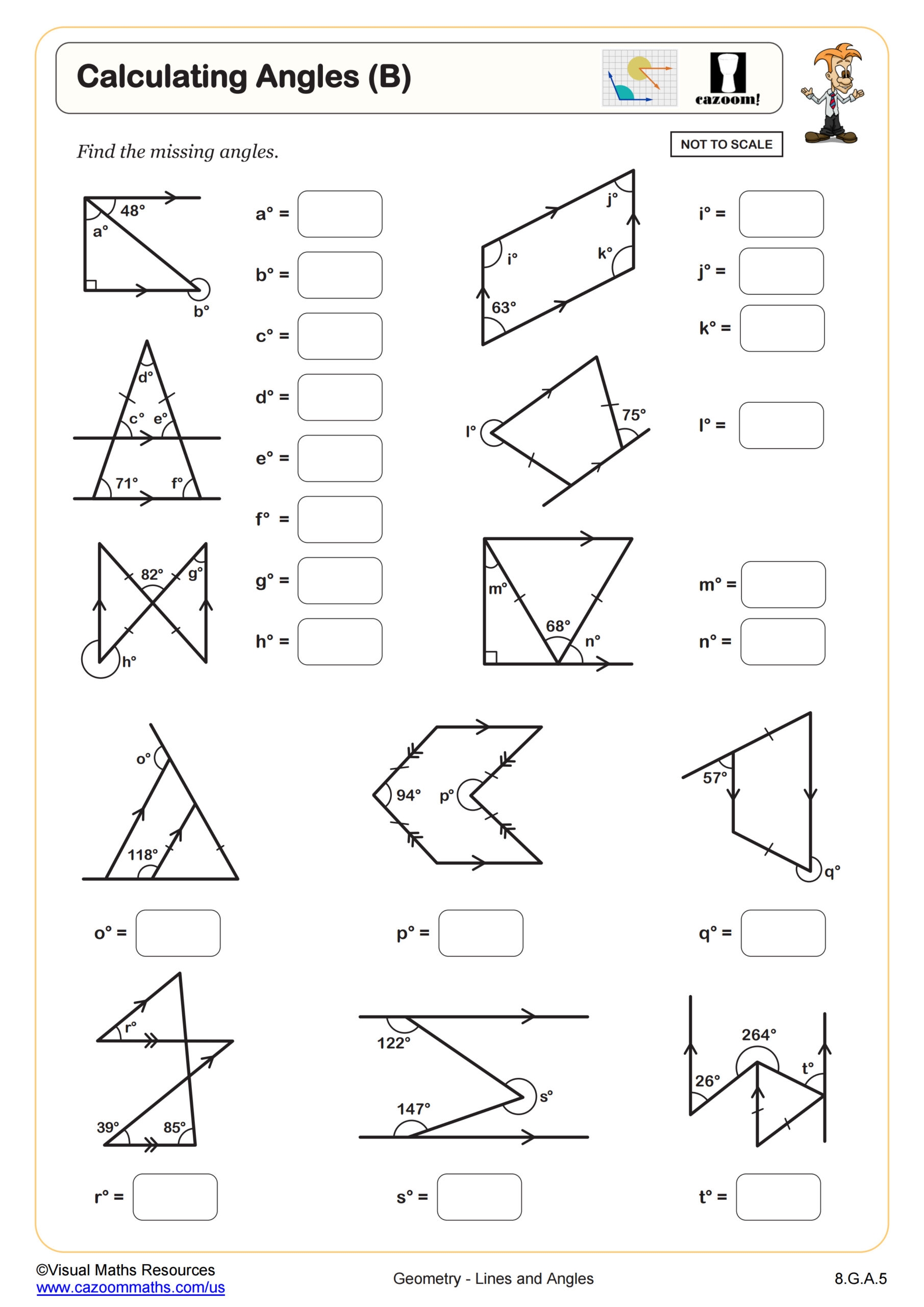 Calculating Angles B Worksheet 8th Grade PDF Worksheets Cazoom Math