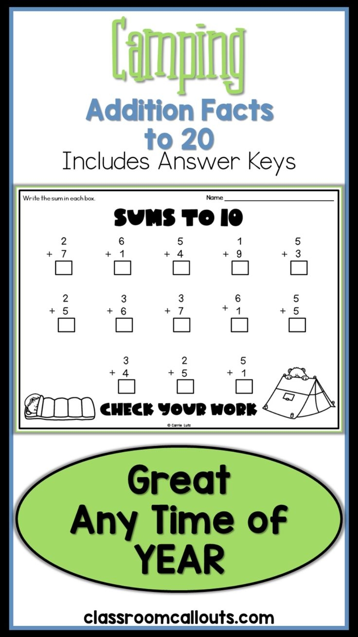 Camping Math Worksheets Camping Activities