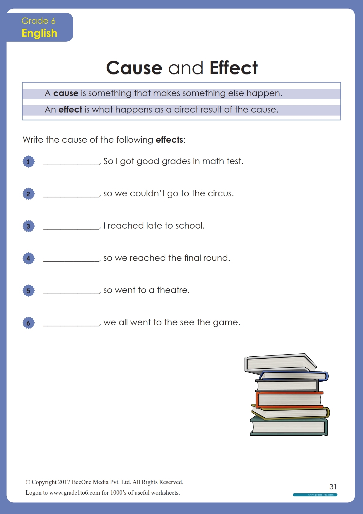 cause and effect worksheets