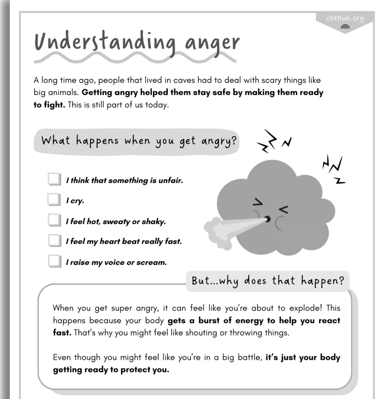 CBT Anger Worksheet For Children