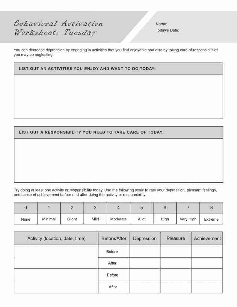 behavioral activation worksheet