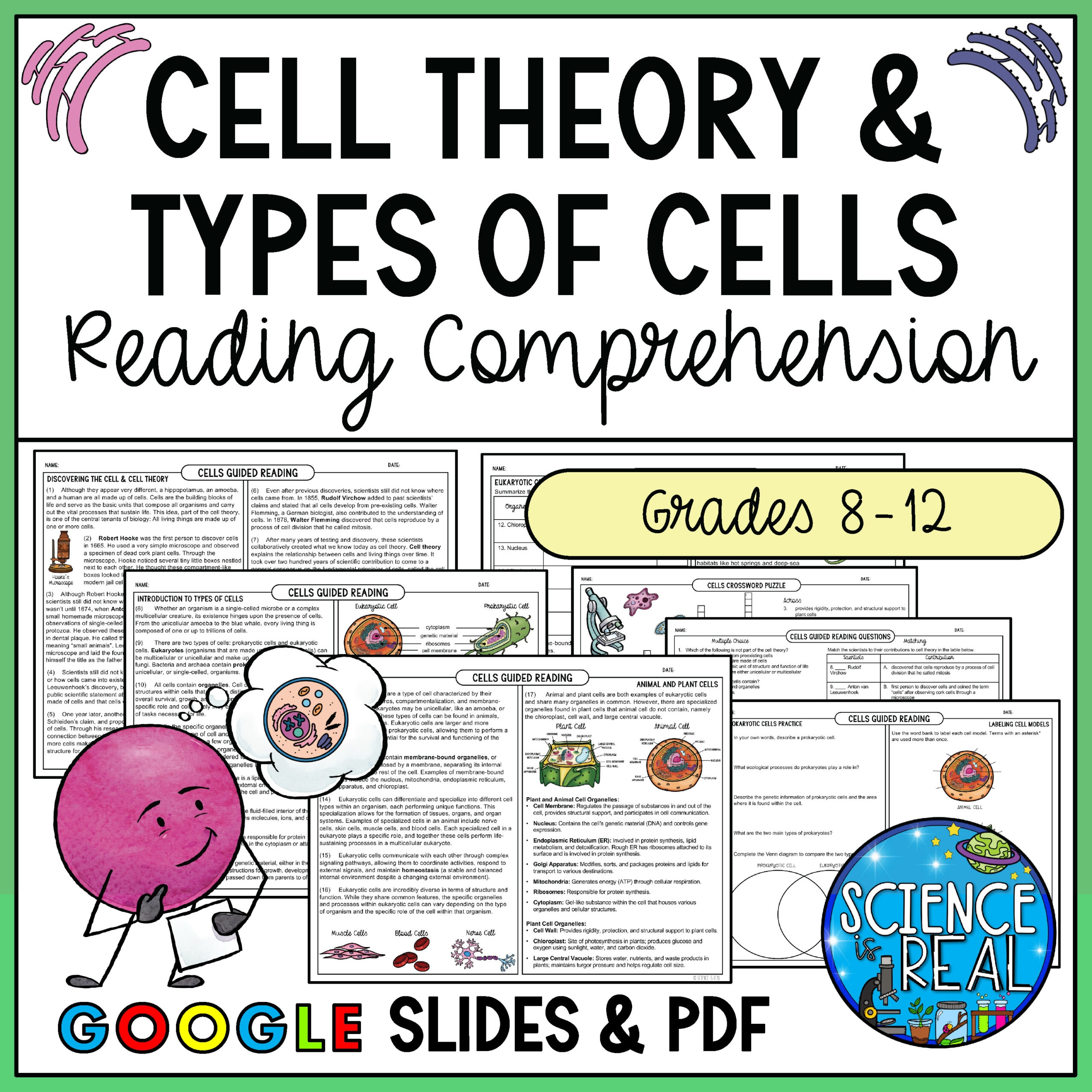 cells reading comprehension worksheet pdf